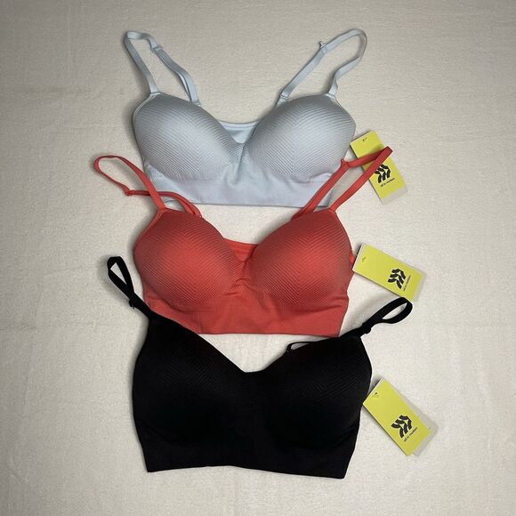 All in motion Size Med Seamless Padded Bra Bundle, Adjustable Straps, 3 Colors - Picture 1 of 9